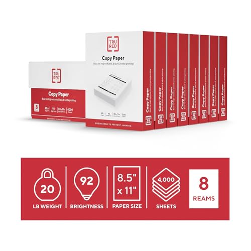TRU RED 8.5 x 11-Inch Copy Paper, 20 lbs., 92 Bright, 500 Sheets/Ream, 8 Reams/Carton - Thumbnail 2