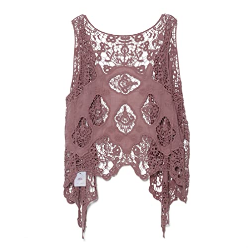 Image of JASTIE Women Open Stitch Cardigan Boho Sleeveless Hippie Summer Hollow Out Solid Crochet Vest