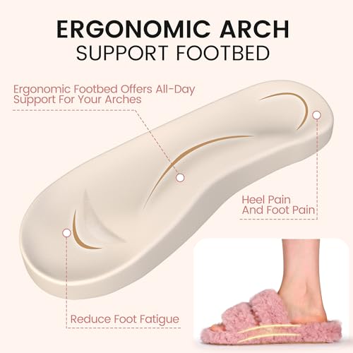 Ibeauti Womens Fuzzy Slippers Memory Foam Adjustable Open Toe Slide Comfy House Shoes for Indoor Bedroom4