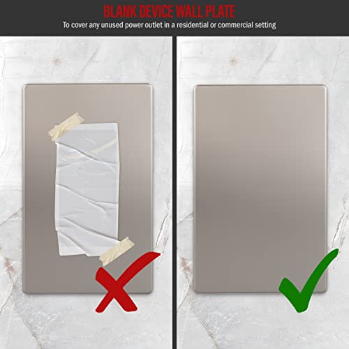 Enerlites Screwless Blank Wall Plate, Child Safe Blank Device Outlet Cover, Standard Size, 1-Gang 4.68" X 2.93", Polycarbonate Thermoplastic, Ul Listed, Si8801-Nk, Glossy, Nickel #TOP3