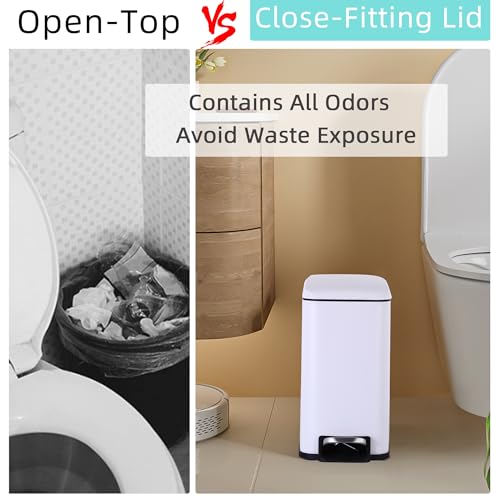 Bote de basura pequeño para baño con tapa 5L acero inoxidable pack 2 miniatura 3