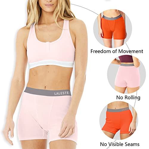 Image of LALESTE Women Cotton Boxer Briefs 3 inch Inseam Boy Shorts Underwear Anti Chafing Shorts 5 Pack