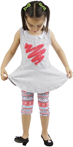 Image of ToBeInStyle Girl's Sleeveless Tank Top & Leggings 2 Piece Outfit Casual Dress Style Set