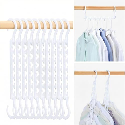 HOUSE DAY Sturdy Plastic Space Saving Hangers Cascading Hanger Organizer Pack of 20 Closet Space Saver Multifunctional Hangers for Heavy Clothes (White)