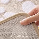 QJHOMO Beige Bath Mat White Flower Rug 40 x 60 cm, Non Slip Bath Mats for Bathroom, Soft Microfiber Bathroom Mat, Machine Washable Rug Durable Bathmat, Super Absorbent Floor Mat for Shower - Image 3