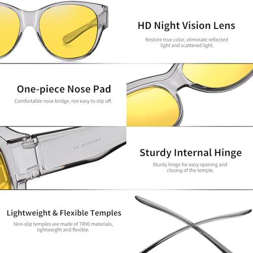 Image of GEGURI Polarized Sunglasses Fit Over Glasses for Men Women, Oversized Square Sun Glasses UV400 Protection Shades