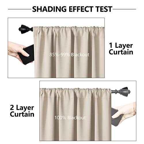 Wontex 100% Thermal Blackout Curtains For Bedroom - Winter Insulating Rod Pocket Window Curtain Panels, Noise Reducing And Sun Blocking Lined Living Room Curtains, Beige, 52 X 72 Inch, Set Of 2 #TOP2