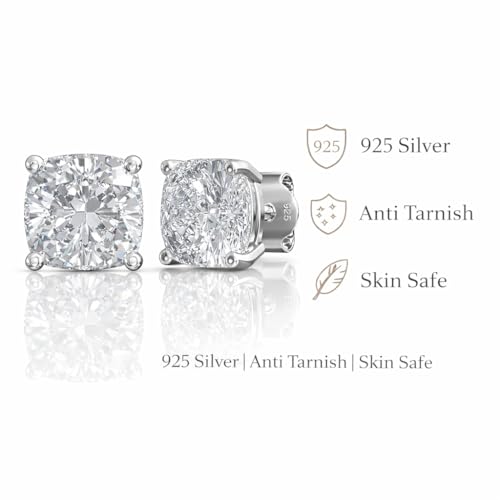 Image of 925 Sterling Silver Earrings for Women & Woman | Stud Earrings for Women | Daily Wear Silver Jewellery | Gift for Wife, Girlfriend, Mother, Sister | Rakhi Gift for Sister
