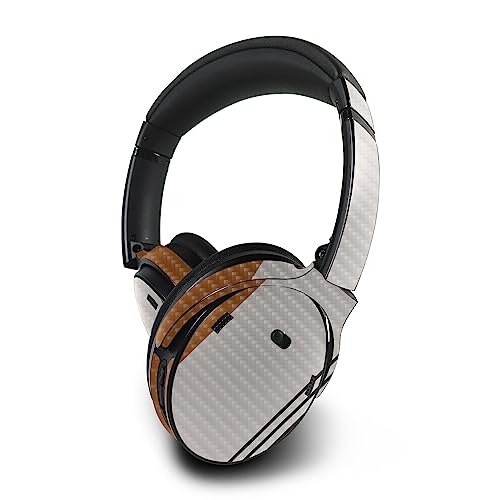 Image of MightySkins Carbon Fiber Skin Compatible with Bose QuietComfort 45 Headphones Neutral Stripes | Protective, Durable Textured Carbon Fiber Finish | Easy to Apply