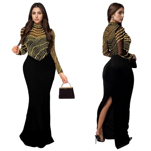 Image of PORRCEY Women's Sexy Elegant Rhinestone Bodycon Dress Hot Drilling Clubwear