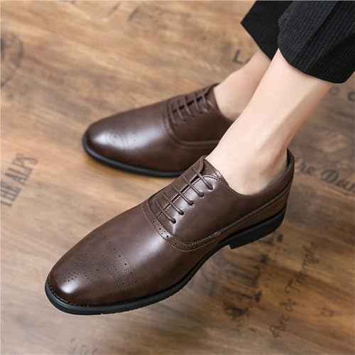 Elegant Leather Lace Up Oxford Shoes for Men Comfortable Breathable Design Perfect for Work and Special Events2