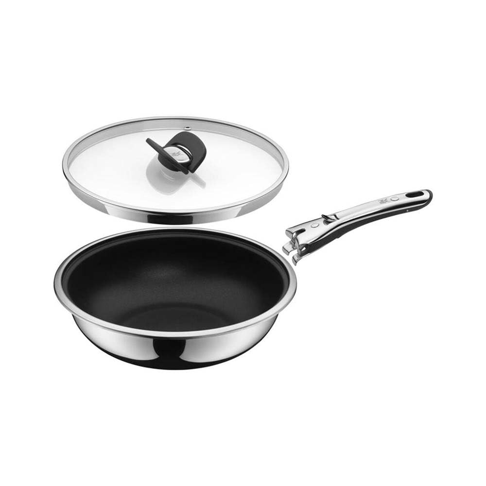 WMF Click&Serve Wokpan, inductie, 26 cm, zonder roestvrijstalen handgreep, wok roestvrij staal gecoat, ovenvast