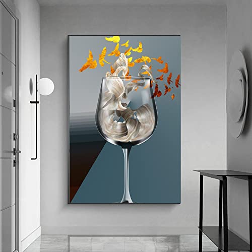 Toile vin verre pour habiller un mur vide de salon moderne