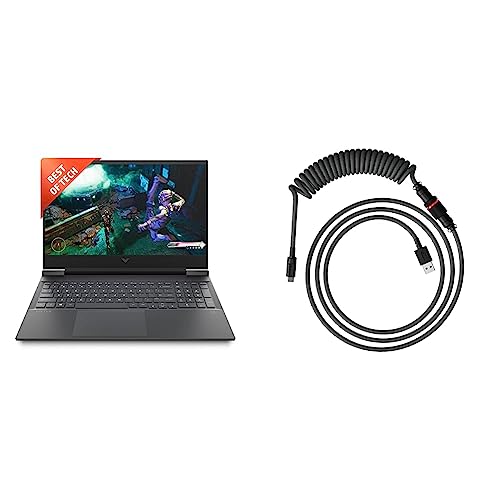 Image of HP Victus Gaming AMD Ryzen 5-5600H Processor 16.1 inch(40.9 cm) FHD Gaming Laptop & HyperX USB-C Coiled Cable Gray-Black