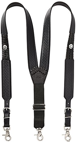 Nocona Belt Co. Men's Star Basket Leather Suspender, Black, Large