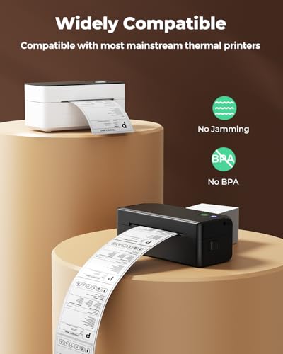 Image of SVANTTO 4x6 Thermal Labels, 1000Pcs /2 Stacks, White Shipping Labels | Strong Adhesive & Perforated for Shipping, Mailing Barcode, Bakery