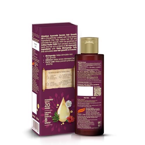 Image of Himalaya Ayurveda Secrets Hair Growth Oil for Men & Women | With Bhringaraja, Hibiscus & Curry Leaf | Supports New Hair Growth & Reduces Damage | Paraben & Sulphate Free | 100 ml