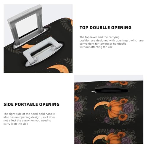 Halloween Orange Pumpkin Flowers Elastic Travel Luggage Covers Dustproof Scratch-Resistant Suitcase Protector Fit 22-24 Inch3