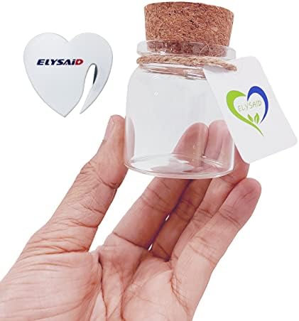 ELYSAID 2pcs Empty Clear Glass Bottles Vials with Cork Stopper Storage Jars 47mm Bottle Diameter (47x50x33mm 50ml)