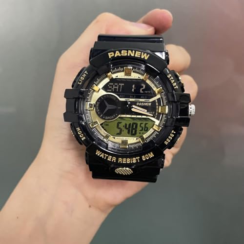 Image of PASNEW Boys' Watches - Dual Display, Large Dial Sport Watch, Black Outdoor Watch for Boys & Teens - Waterproof