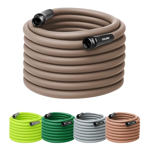 Flexzilla Colors Garden Hose 5/8 in. x 100 ft., Lightweight All-Weather Water Hose, Durable and Flexible, Leak-Free Connections, Brown Mulch