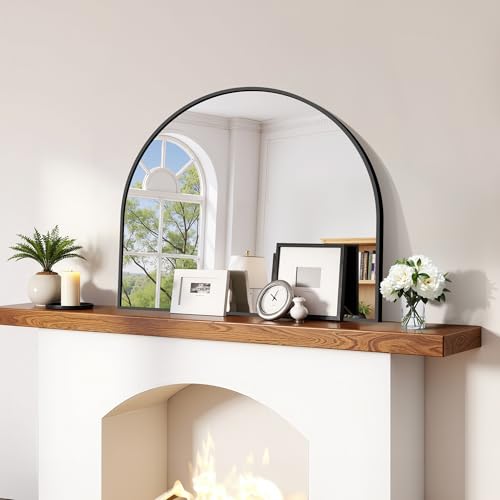 CIRCUMI Arched Wall Mirror 30x25 Black Arched Mirror with Tempered Glass Metal Frame Large Size for Entryway Table Mantel Living Room Over Sink Arch Mirror for Decor Shatterproof&Crystal-Clear