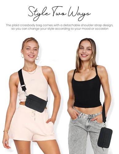 Small Crossbody Bags for Women Nylon Quilted Wristlet RFID Wallets with 4 Zipper Carry All Purse Credit Card Holder2