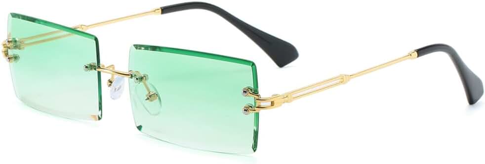 Amazon.com: BAWUYI 90s 2000s Rectangle Rimless Sunglasses