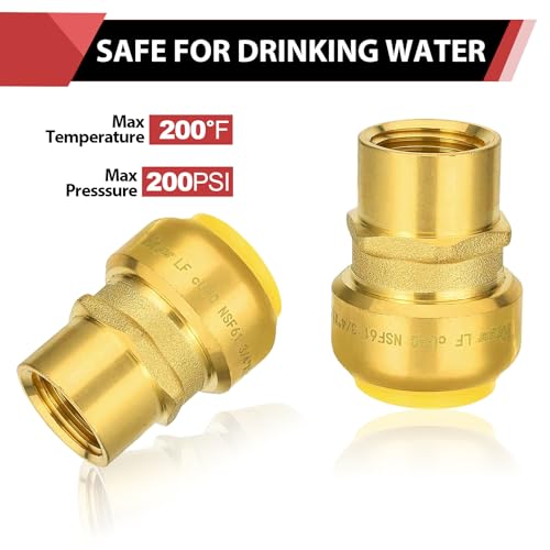 Efield Push-Fit 1"X 3/4 Inch Female Npt Adapters Brass Fittings, Push-To-Connect, Copper thumb #3