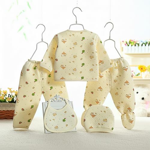 Image of Presents New Born Baby Winter Wear Printed Baby Clothes 5Pcs Sets 100% Cotton Boys Girls Unisex Baby Cotton /Winter or Flannel Suit Infant Clothes
