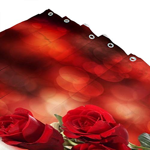 Rideau de douche imperméable polyester lavable motif fleurs roses rouges