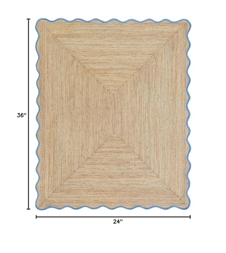Tapete de yute natural Boho trenzado 2'x3' miniatura 2