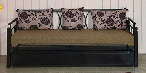 Nairobi Metallic 3 Seater Sofa Cum Bed with Storage and Cobblestone