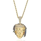 Material: oro de 18 K y chapado en plata, latón, circonita, disponible con cadena de acero inoxidable de 61 cm.