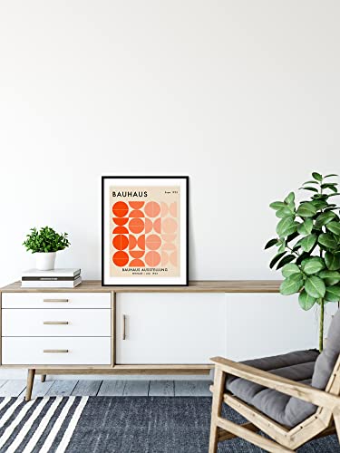Bauhaus Mid Century Modern Wall Art - 11X14" Unframed Print - Abstract, Minimal Wall Decor - Exhibition Poster Replication (Orange) #TOP1
