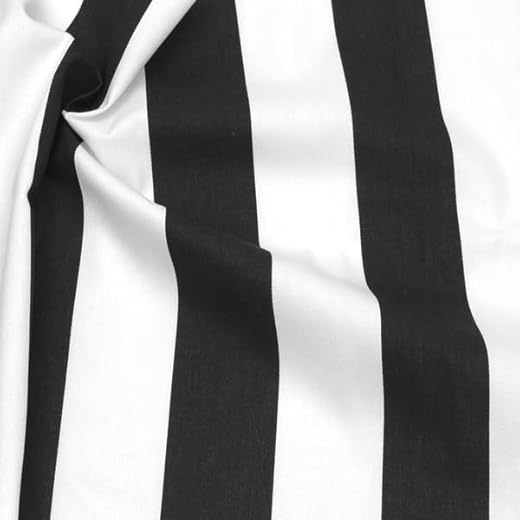 STOFFKONTOR 100% Baumwolle Köper Stoff Blockstreifen - Meterware, Farbe Schwarz-Weiss - zum Nähen von Bekleidung und Homeaccessoires