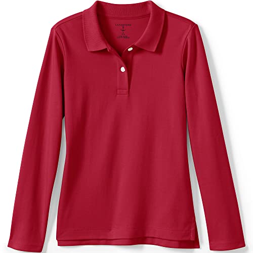 Image of Lands' End School Uniform Girls Long Sleeve Feminine Fit Interlock Polo Shirt