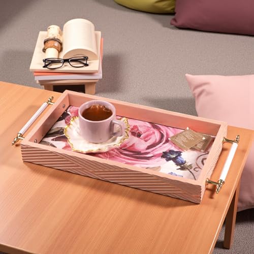 Image of Art Street Premium Serving Tray for Kitchen, Dining, Home and Office (Pink, Tray Size 8x17 Inch)