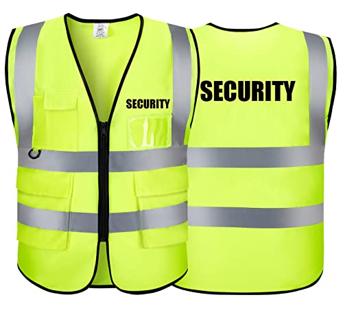 High Visibility Safety Vest Class 2 ANSI Reflective Security Guard Vest Event Security Vest For Mall School Safety Bouncer