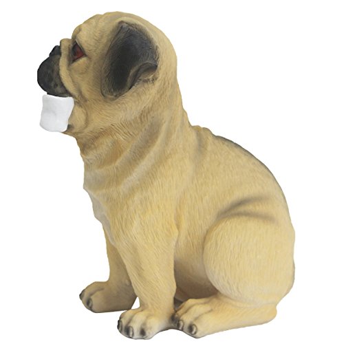 JHP 10.5 Inch Dog Statue, Bite Bones Handpainted Bulldog Statue for