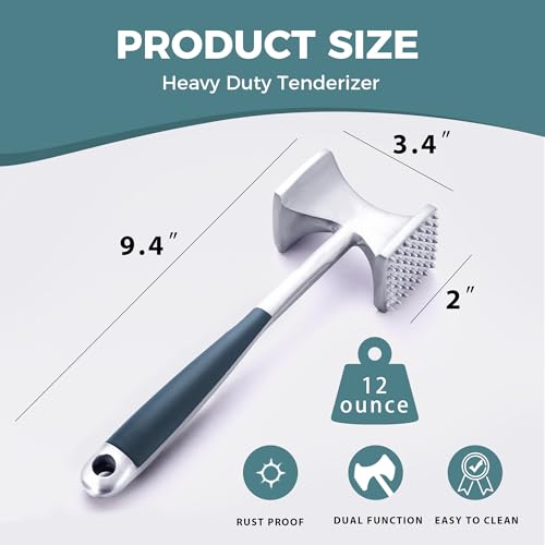 Image of KITEXPERT Meat Tenderizer Hammer with Comfortable-Grip Handle, Dual-side Mallet for Kitchen, Heavy Duty Pounder For Tenderizing Steak, Beef and Fish, Blue