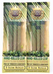 King Palms Slim Size Natural Slow Burning Pre-Rolled Palm Leafs with Filter Tip (2 Pack, 6 Wraps Total)