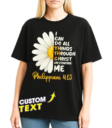 H-DEWALL Custom T Shirts Jesus with Flower Christian T-Shirt Christian Shirts for Women Floral Shirt for Women Jesus Shirt Custom Bible Verse