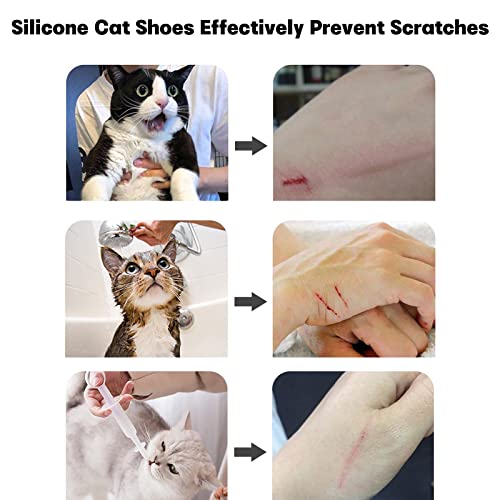 Image of Anti-Scratch Cat Shoes for Cats Only, Adjustable Cat Feet Claw Covers Prickly Anti-Off Shoes, Cat Grooming Supplies Silicone Cat Paw Protector Boots for Bathing Shaving Checking Treatment (Green)