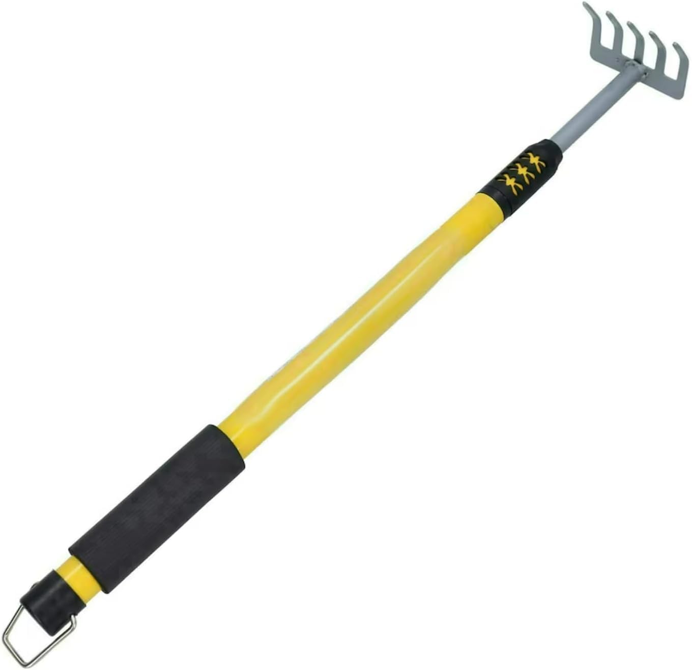 Garden Mile Hand Rake Telescopic Garden Rake – Adjustable Carbon Steel With Cushion Grip Handle, Compact Stand-Up Gardening Tool For Flower Beds, Patio, Borders & Balconies