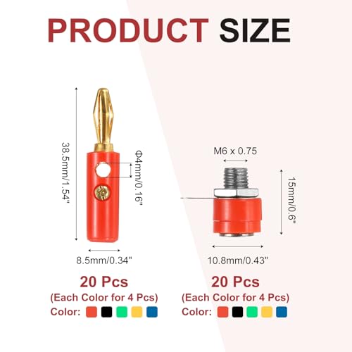 Set de 20 pares de conectores banana 4mm chapados en oro miniatura 2