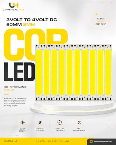 Image of Pack of 10 Ultra Bright 3V-4V DC COB LED Light Strip Module 60x8mm | Cool White LED Chip for DIY Toys, Emergency Lamps & Flashlight Repair