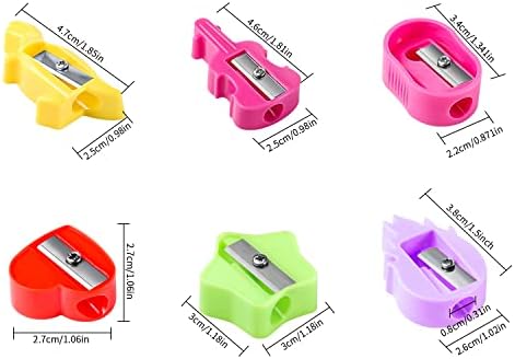 Plastic Pencil Sharpeners Party Bags Fillers for Kids, 12pcs Single Hole Pencil Sharpener Protable Manual Pencil Sharpeners Handheld in Stationery Office Supplies School for Pencils Makeup (6 Models)