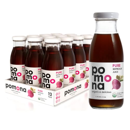 Image of Pomona Organic Cold Pressed Beet Juice, Non-GMO, No Sugar, Gluten Free, Kosher, Preservative Free - Pack of 12, 8.4 oz