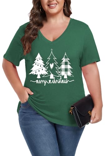 Image of ForHailey Women's Plus Size Short Sleeve Tee Shirt V Neck Basic Ladies Loose Fit T Shirt 1X-5X